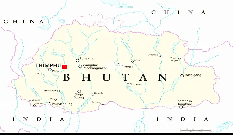 Map of bhutan