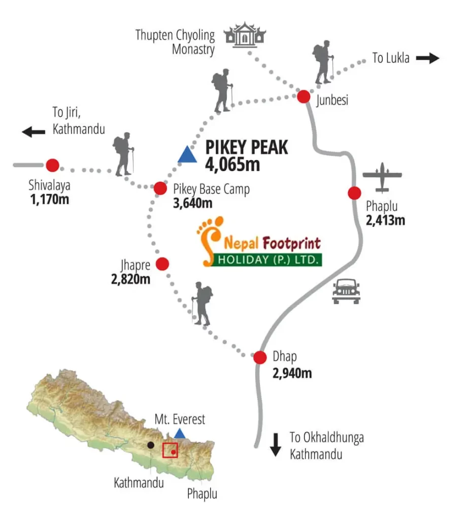 Hiking map of Pikey Peak Trek