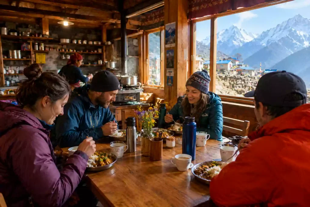 Annapurna Base Camp trek cost 2027 budget planning at a Himalayan teahouse