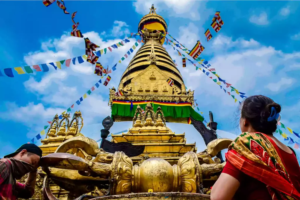 Swayambhunath Stupa on a hilltop, a heritage stop after the Jamacho Peak hike